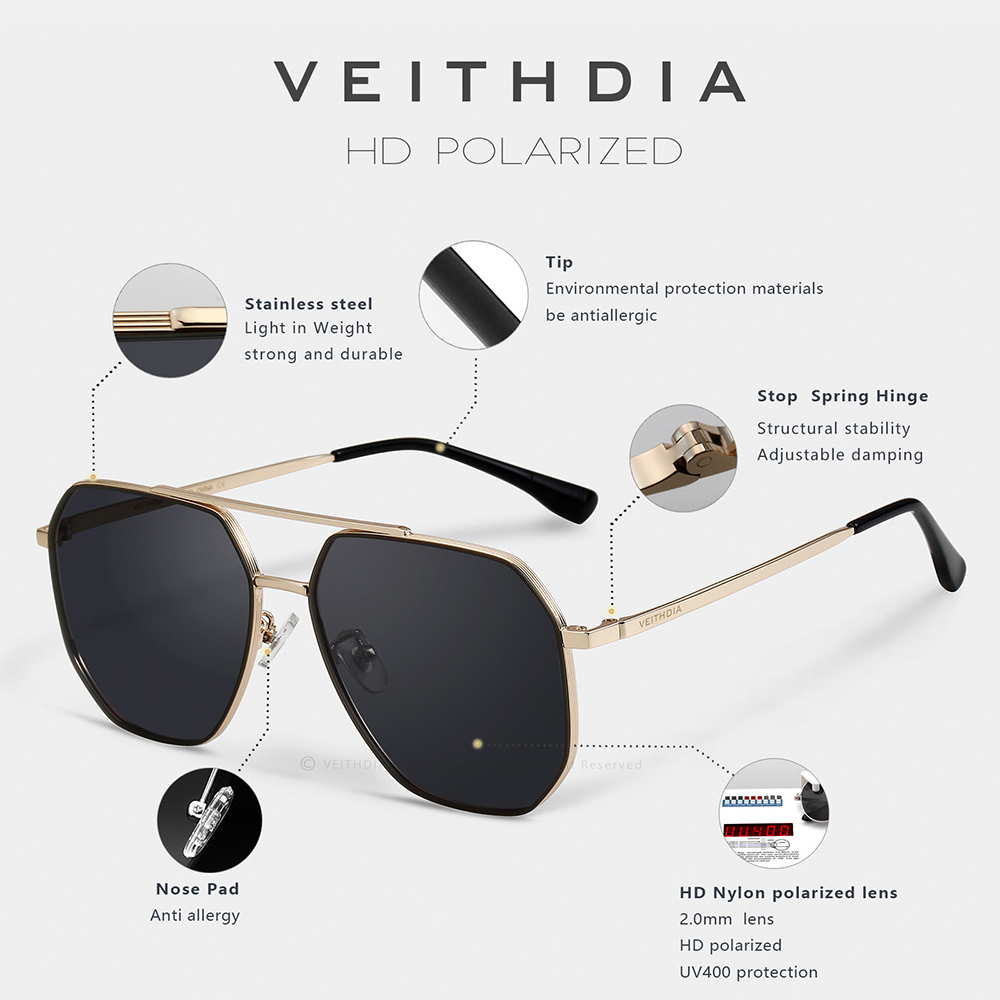 Veithdia Merk Nylon Materiaal  - Sunglasses Aviator Polarized recensie en prijs