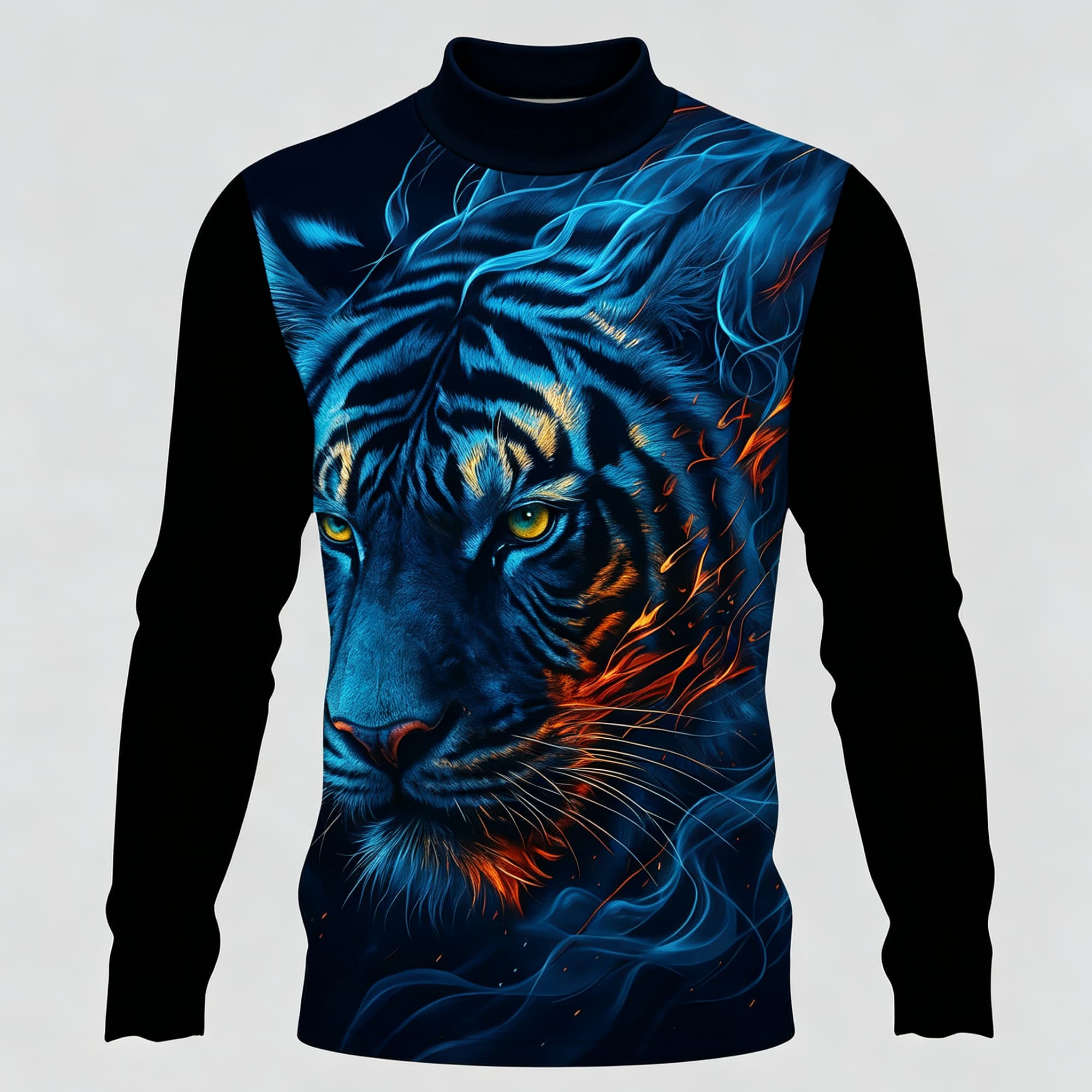 Neonblauwe Vlammen Tijger Dier - Tee Graphic Print recensie en prijs